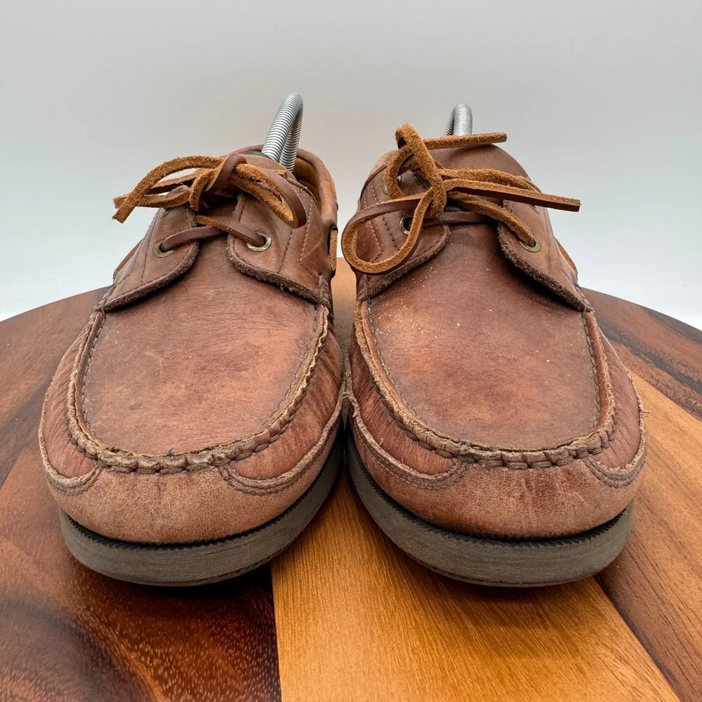 MEPHISTO Hurrikan 2-Eye Boat Shoes Men's US 11.5 Spinnaker Brown Leather Comfort